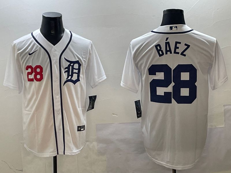 Men Detroit Tigers #28 Baez White Game 2025 Nike MLB Jersey style 2
